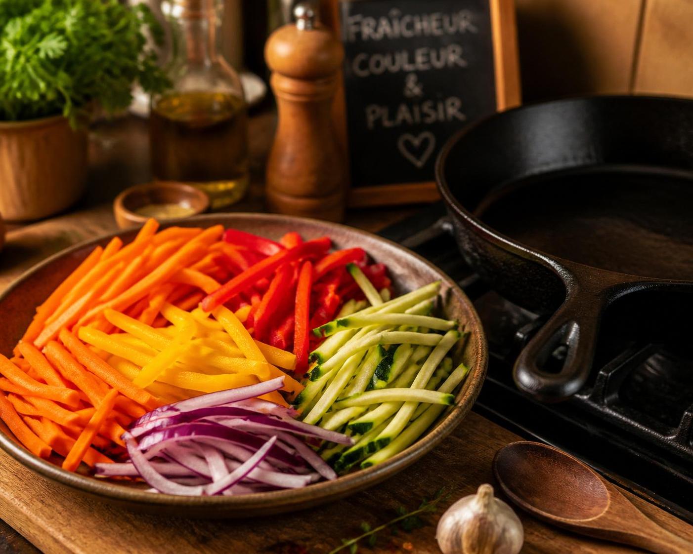 découvrez nos astuces pour réussir la julienne à la poêle, un légume coupé en fines lanières, simple et savoureux à préparer.