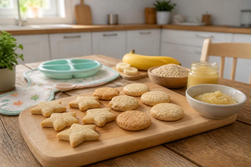 découvrez des recettes simples et saines de biscuits sans sucre pour bébé dès 6 mois, idéales pour un démarrage alimentaire équilibré et naturel.