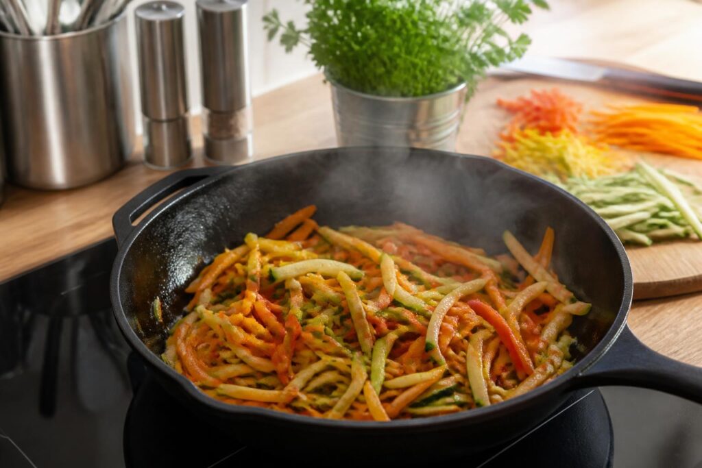 découvrez nos astuces pour réussir la julienne à la poêle, un légume coupé en fines lanières, savoureux et parfait pour vos recettes légères et colorées.